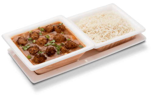 Appetizing veg manchurian with rice