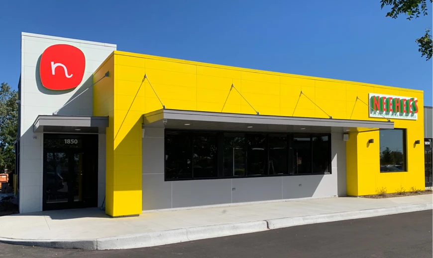 Close-up exterior view of Neehee's Restaurant.