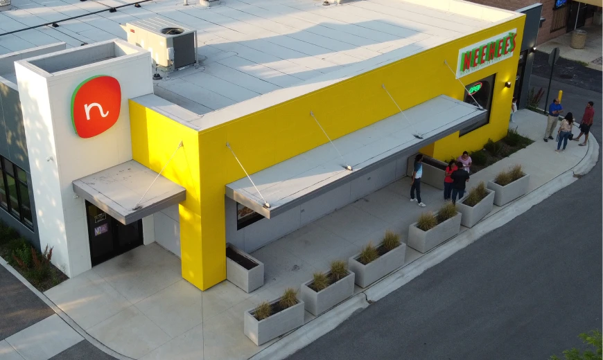 aerial view of neehee's restaurant.